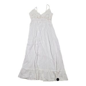 Boho Me White Crochet Top Midi Ruffle Trim Sundress M